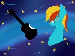 Size: 1024x768 | Tagged: safe, artist:php114, deleted from derpibooru, imported from derpibooru, oc, oc:4everfreebrony, earth pony, pony, abstract background, base used, bust, eyes closed, gift art, glasses, guitar, lineless, male, minimalist, modern art, musician, portrait, simple background, solo, stallion, youtuber