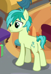 Size: 362x523 | Tagged: safe, imported from derpibooru, screencap, gallus, sandbar, earth pony, pony, the hearth's warming club, butt, cropped, cutie mark, male, offscreen character, plot, solo focus, stallion