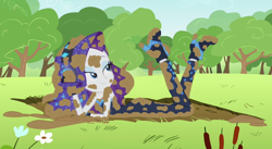 Size: 902x493 | Tagged: safe, artist:thedarkpony, edit, edited screencap, imported from derpibooru, screencap, rarity, equestria girls, equestria girls series, the other side, female, i love being covered in mud, mud, mud edit, muddy, rarity loves mud, solo, wet and messy