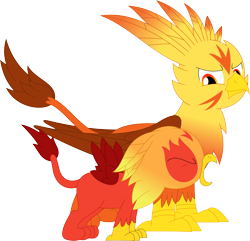 Size: 3567x3433 | Tagged: safe, artist:porygon2z, imported from derpibooru, oc, oc only, oc:blaze, oc:heatwave, griffon, chickub, simple background, transparent background, vector