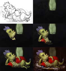 Size: 1920x2040 | Tagged: safe, artist:assasinmonkey, imported from derpibooru, sludge (dragon), dragon, father knows beast, digital painting, draw me like one of your french girls, sketch, sludge (g4), wip