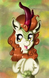 Size: 800x1280 | Tagged: safe, artist:valemjj, imported from derpibooru, autumn blaze, kirin, sounds of silence, spoiler:s08, autumn, cloven hooves, female, solo