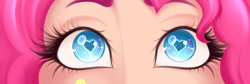 Size: 1600x536 | Tagged: safe, artist:emberfan11, imported from derpibooru, pinkie pie, human, alternative cutie mark placement, close-up, female, heart eyes, humanized, solo, wingding eyes