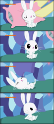 Size: 1038x2372 | Tagged: safe, edit, edited screencap, imported from derpibooru, screencap, rabbit, father knows beast, angel, angry, comic, nickelodeon, pillow, resting, screencap comic