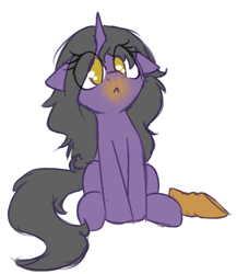 Size: 2261x2601 | Tagged: safe, artist:rivibaes, imported from derpibooru, oc, oc only, oc:rivibaes, pony, unicorn, cheeto dust, female, floppy ears, solo