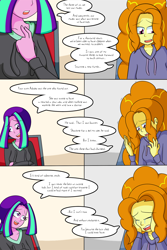 Size: 1050x1575 | Tagged: safe, artist:jake heritagu, imported from derpibooru, adagio dazzle, aria blaze, comic:aria's archives, comic:nursing home, equestria girls, chair, clothes, comic, crying, dialogue, female, speech bubble