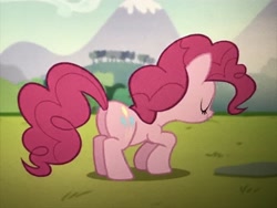 Size: 4032x3024 | Tagged: safe, imported from derpibooru, screencap, pinkie pie, earth pony, pony, the mane attraction, butt, cropped, female, mare, plot, smiling, solo