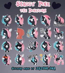 Size: 1280x1431 | Tagged: safe, artist:zazush-una, imported from derpibooru, oc, oc only, oc:shaggypink, pony, unicorn, clothes, socks, solo, sticker, striped socks, telegram sticker