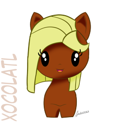 Size: 1080x1080 | Tagged: safe, artist:archooves, imported from derpibooru, oc, oc:xocolatl, earth pony, pony, cute, cutie mark crew, simple background, toy, transparent background