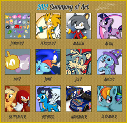 Size: 900x872 | Tagged: safe, artist:fuzon-s, imported from derpibooru, applejack, rainbow dash, soarin', trixie, twilight sparkle, oc, 3d, crossover, furry oc, hope poster, knuckles the echidna, miles "tails" prower, sonic channel, sonic the hedgehog, sonic the hedgehog (series)