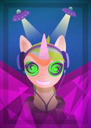 Size: 3508x4961 | Tagged: safe, artist:pedrohander, imported from derpibooru, oc, oc only, pony, unicorn, bust, headphones, hypnosis, solo