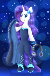 Size: 1000x1500 | Tagged: safe, artist:berryveloce, imported from derpibooru, rarity, semi-anthro, unicorn, equestria girls, equestria girls series, the other side, clothes, female, mare, smiling, solo