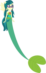 Size: 637x1018 | Tagged: safe, artist:ra1nb0wk1tty, artist:user15432, imported from derpibooru, juniper montage, human, mermaid, equestria girls, spoiler:eqg specials, base used, clothes, cutie mark on human, glasses, hasbro, hasbro studios, humanized, jewelry, long tail, mermaid tail, mermaidized, necklace, pearl necklace, ponied up, simple background, solo, species swap, white background, winged humanization, wings