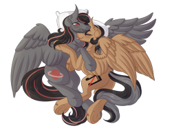 Size: 6000x4696 | Tagged: safe, artist:amazing-artsong, imported from derpibooru, oc, oc:antares, oc:artsong, pegasus, pony, absurd resolution, female, male, mare, oc x oc, shipping, simple background, stallion, straight, transparent background