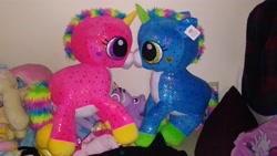 Size: 4160x2340 | Tagged: safe, artist:ponylover88, imported from derpibooru, unicorn, bootleg, kissing, plushie, pony love 2, toy