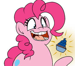 Size: 719x628 | Tagged: safe, artist:bennimarru, imported from derpibooru, pinkie pie, pony, cupcake, female, flat colors, food, human teeth, mawshot, open mouth, simple background, smiling, solo, transparent background