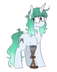 Size: 553x695 | Tagged: safe, artist:redxbacon, imported from derpibooru, oc, oc only, oc:izel stand, pony, unicorn, amputee, female, mare, prosthetic leg, prosthetic limb, prosthetics, solo