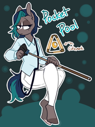 Size: 476x633 | Tagged: safe, artist:redxbacon, imported from derpibooru, oc, oc only, oc:pocket pool, anthro, earth pony, anthro oc, beauty mark, clothes, crossed legs, female, mare, solo