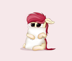 Size: 3500x3000 | Tagged: safe, artist:rainyvisualz, imported from derpibooru, roseluck, adorarose, cuddling, cute, female, mare, pillow, rosabetes, scared, shy, simple background, small