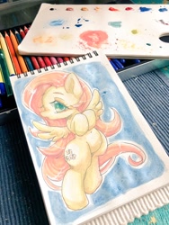 Size: 1536x2048 | Tagged: safe, artist:bbtasu, imported from derpibooru, fluttershy, pegasus, pony, female, mare, solo, traditional art