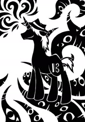 Size: 1136x1624 | Tagged: safe, artist:sunnyclockwork, imported from derpibooru, pony, black and white, dr. clef, grayscale, monochrome, scp, scp foundation, solo