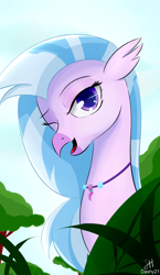 Size: 2160x3727 | Tagged: safe, artist:dashy21, imported from derpibooru, silverstream, classical hippogriff, hippogriff, female, jewelry, necklace, one eye closed, solo, wink