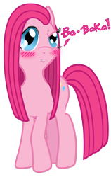 Size: 2700x4260 | Tagged: safe, artist:fascismnotincluded, imported from derpibooru, pinkie pie, pony, baka, blushing, female, pinkamena diane pie, simple background, solo, transparent background, tsundemena pie, tsunderamena, vector