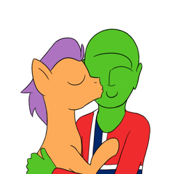 Size: 800x800 | Tagged: safe, artist:unsavorydom, imported from derpibooru, tender taps, oc, oc:anon, earth pony, human, pony, cheek kiss, duo, eyes closed, gay, kissing, male, simple background, white background