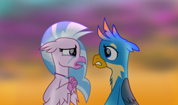 Size: 5915x3503 | Tagged: safe, artist:ejlightning007arts, imported from derpibooru, gallus, silverstream, griffon, hippogriff, crying, engrish in the description, fanfic in the description, female, gallstream, male, sad, shipping, story included, straight, sunset