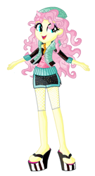 Size: 580x1076 | Tagged: safe, artist:lalobatchika, artist:selenaede, imported from derpibooru, fluttershy, equestria girls, alternate hairstyle, barely eqg related, base used, clothes, crossover, flower, flower in hair, hairstyle, jewelry, lagoona blue, mattel, monster high, necklace, sandals, sea creature, sea monster, shoes