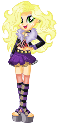 Size: 488x1014 | Tagged: safe, artist:lalobatchika, artist:selenaede, imported from derpibooru, applejack, werewolf, equestria girls, alternate hairstyle, barely eqg related, base used, clawdeen wolf, clothes, crossover, ear piercing, earring, hairstyle, high heels, jewelry, mattel, monster high, necklace, piercing, shoes