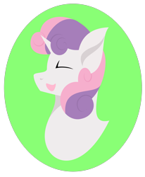 Size: 2473x3000 | Tagged: safe, artist:alltimemine, imported from derpibooru, sweetie belle, pony, unicorn, bust, eyes closed, female, filly, foal, high res, horn, inkscape, lineless, open mouth, portrait, profile, singing, smiling, solo, vector