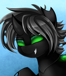 Size: 1722x2003 | Tagged: safe, artist:pridark, imported from derpibooru, oc, oc only, oc:venyx, changeling, changeling oc, commission, green changeling, green eyes, solo