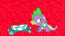 Size: 1280x720 | Tagged: safe, edit, imported from derpibooru, spike, dragon, best gift ever, clothes, hat, lying down, scarf, winged spike, wings