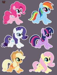 Size: 4715x6126 | Tagged: safe, artist:xsatanielx, imported from derpibooru, applejack, fluttershy, pinkie pie, rainbow dash, rarity, twilight sparkle, alicorn, pony, absurd resolution, female, mane six, outline, rcf community, simple background, sticker, twilight sparkle (alicorn), white outline