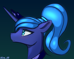 Size: 2500x2000 | Tagged: safe, artist:kirasunnight, imported from derpibooru, princess luna, alicorn, pony, alternate hairstyle, bust, female, high res, mare, ponytail, solo