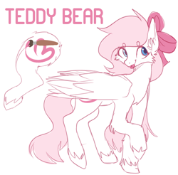 Size: 988x972 | Tagged: safe, artist:teapup, imported from derpibooru, oc, oc:teddy bear, pegasus, pony, bow, cute, cutie mark, female, heterochromia, mare, reference, reference sheet, single