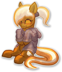 Size: 1489x1713 | Tagged: safe, artist:amura-of-jupiter, artist:tiothebeetle, imported from derpibooru, oc, oc only, oc:coffee creme, pegasus, pony, clothes, female, glasses, not mareota, ponytail, solo, sweater