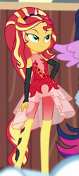 Size: 291x649 | Tagged: safe, imported from derpibooru, screencap, sunset shimmer, equestria girls, equestria girls series, rollercoaster of friendship, cropped, hand on hip, ponied up, sleeveless