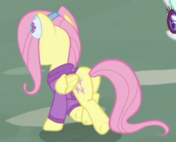 Size: 292x236 | Tagged: safe, imported from derpibooru, screencap, fluttershy, best gift ever, butt, cropped, earmuffs, plot