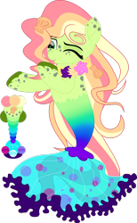 Size: 1024x1660 | Tagged: safe, artist:babyroxasman, imported from derpibooru, oc, oc only, oc:lillybon, seapony (g4), blowing a kiss, solo, vector