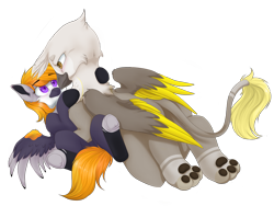 Size: 2895x2174 | Tagged: safe, artist:dollpone, artist:melpone, imported from derpibooru, oc, oc only, griffon, pegasus, pony, female, male, mare, paw pads, paws, simple background, transparent background, underpaw