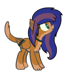 Size: 569x620 | Tagged: safe, imported from derpibooru, oc, oc only, oc:bound cloud, cat pony, original species, bound wings, collar, simple background, solo, transparent background