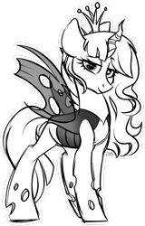 Size: 1024x1598 | Tagged: safe, artist:kellythedrawinguni, imported from derpibooru, oc, oc only, oc:luci, changeling, female, monochrome, simple background, solo, transparent background