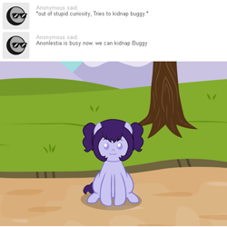 Size: 540x540 | Tagged: safe, artist:aha-mccoy, imported from derpibooru, oc, oc only, oc:buggy, original species, nopony-ask-mclovin, ask, description is relevant, female, filly, offspring, parent:oc:anonlestia, parent:oc:glitch, parents:oc x oc, solo, tumblr