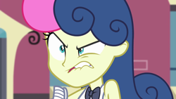 Size: 1920x1080 | Tagged: safe, imported from derpibooru, screencap, bon bon, sweetie drops, all's fair in love and friendship games, equestria girls, friendship games, angry, bon bon is not amused, faic, female, furious, lip bite, solo, unamused