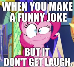 Size: 792x720 | Tagged: safe, edit, edited screencap, imported from derpibooru, screencap, applejack, pinkie pie, the one where pinkie pie knows, comedy, faic, funny, image macro, joke, meme, reaction image, solo focus, text