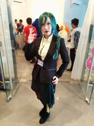 Size: 3016x4032 | Tagged: safe, imported from derpibooru, photographer:horsesplease, princess luna, queen chrysalis, oc, oc:karma, human, clothes, cosplay, costume, irl, irl human, malaysia, photo, plushie, the friendship express