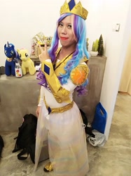 Size: 3016x4032 | Tagged: safe, imported from derpibooru, photographer:horsesplease, fluttershy, princess celestia, princess luna, human, clothes, cosplay, costume, crossdressing, dress, irl, irl human, malaysia, photo, plushie, the friendship express