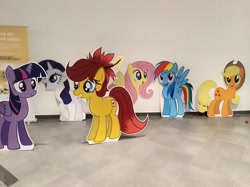 Size: 4032x3016 | Tagged: safe, imported from derpibooru, photographer:horsesplease, applejack, fluttershy, rainbow dash, rarity, twilight sparkle, oc, oc:rosa blossomheart, alicorn, cardboard cutout, malaysia, the friendship express, twilight sparkle (alicorn)